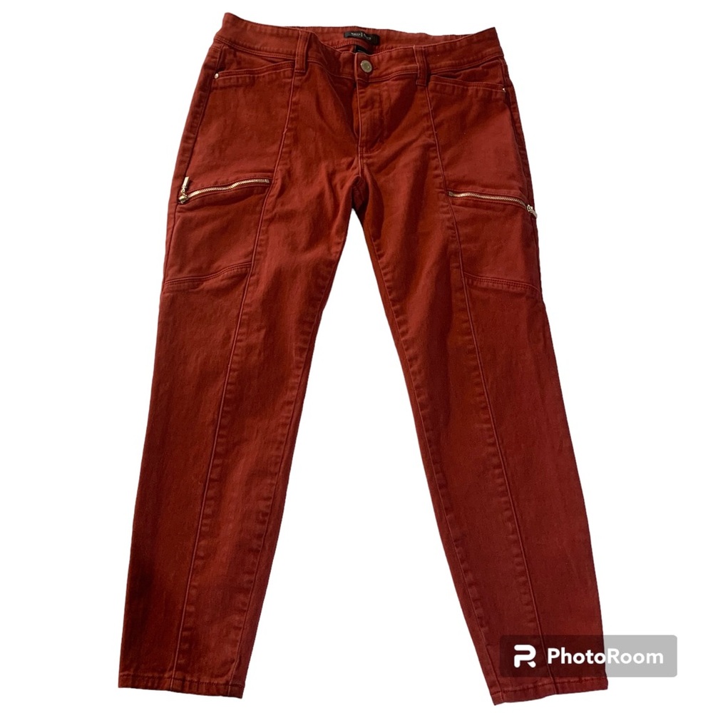 White House Black Market Women's Burnt Orange Skinny Crop Jeans Pants Size 10